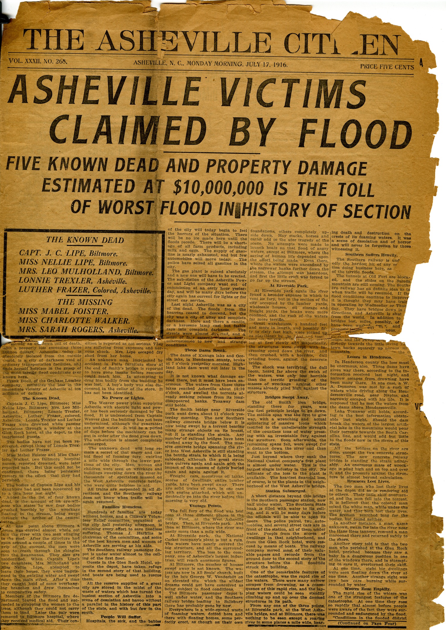 Asheville Times July 17, 1916 page 1